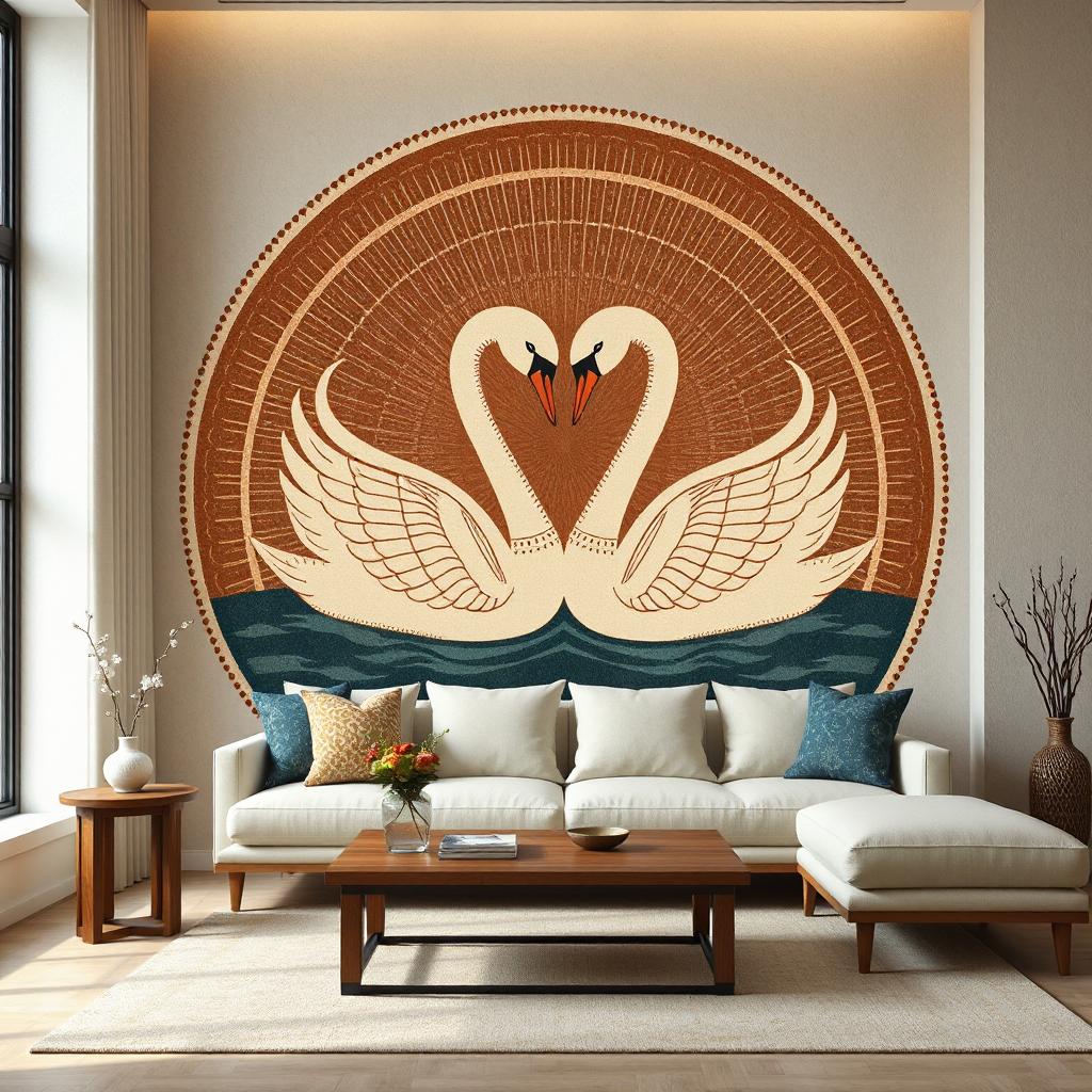Home Swans Gond Art Painting